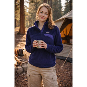 Patagonia Jacket Purple Quarter Zip Turtleneck 100% Polyester Fur Long Sleeve XS